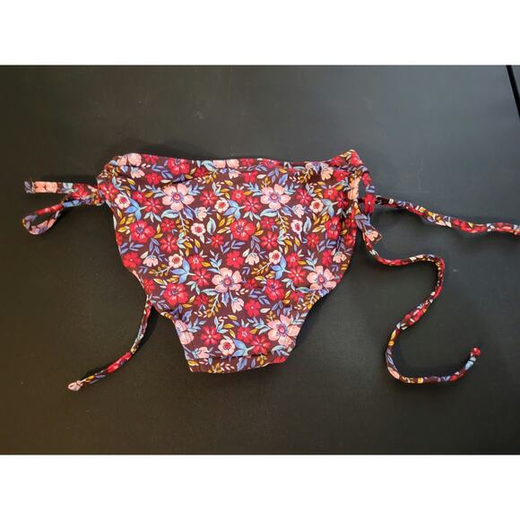 NWT Xhilaration XS hipster brown/red floral bikini bathing suit bottom - Picture 2 of 5